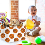 FXOLCSHE Rectangular Basketball Basket,Canvas Basketball Laundry Basket,Kids Toys Storage Bin with Handles,Boys storage box,Baby hamper,Room Decor(Basketball) - Image 5