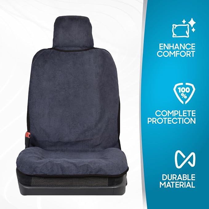 BDK UltraFit Waterproof Towel Seat Covers for Cars - 1 Piece Washable Cloth Car Seat Cover Towels Front Seats - Sweat Seats Protector for Gym, Swimming, Surfing, Running - Universal Fit for Most Cars - Image 3