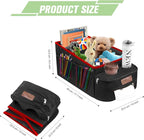 FUNNy elf Car Seat Organizer with 4 Cup Holders(Red) | Foldable Design, Durable Oxford Material, Smooth Handle, Anti-slip Base, Big Capacity Car Caddy Organizer for Easy Storage - Image 2