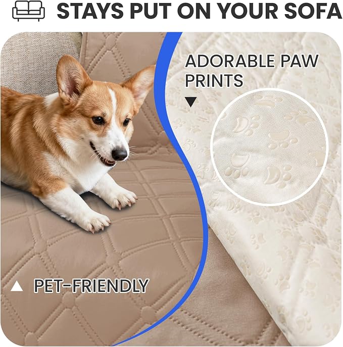 Waterproof Dog Bed Cover Pet Blanket, Soft Couch Cover for Dogs Washable, Non-Slip Dog Blanket Protect Furniture Couch Sofa Car for Puppy Large Dogs Cat (30x70 Inch, Khaki) - Image 3