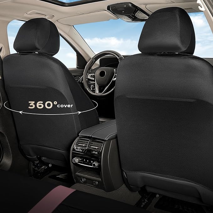 Coverado Car Seat Covers Front Pair, Automotive Leather Seat Covers for Car，Universal Fit Front Back Seat Cover, Non-Slip Waterproof Breathable Car Seat Protector - Image 5