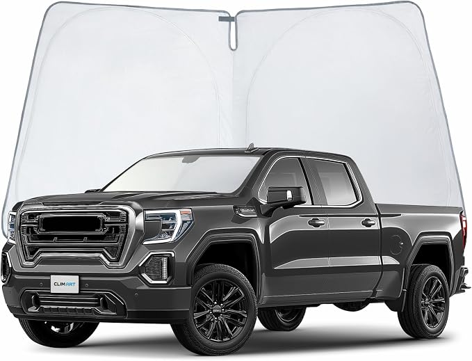 CLIM ART Windshield Sun Shade for GMC Sierra 2019-2026, Custom-Fit Foldable Car Sunshade, Vehicle Sun Protector, Front Auto Windshield Cover, Car Accessories - WS3010 by CLIMART