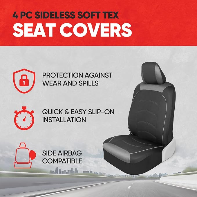Motor Trend Black Cloth Car Seat Covers for Front Seats – Premium Automotive Bucket Seat Covers, Made for Vehicles with Removable Headrests, Interior Covers for Car Truck Van SUV Seat Protector - Image 2