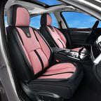 Huidasource Car Seat Covers Front Seats Luxury Nappa Leather, Front Seat Covers with Airbag, Front Storage Pocket, Lumbar Support, Cooling＆Heating, Universal Fit for Most Cars SUV Trucks, Black&Pink by Huidasource