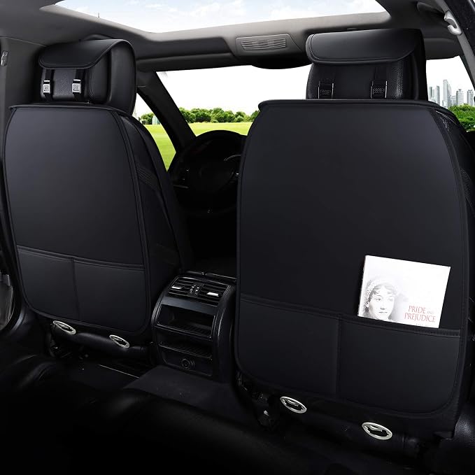 5 Car Seat Covers Full Set Waterproof Leather, Black | Compatible with Nissan Honda Civic CRV Hrv Kia Sorento Toyota Corolla 4Runner Camry Hyundai Jeep Ford Focus Edge Mazda - Image 4