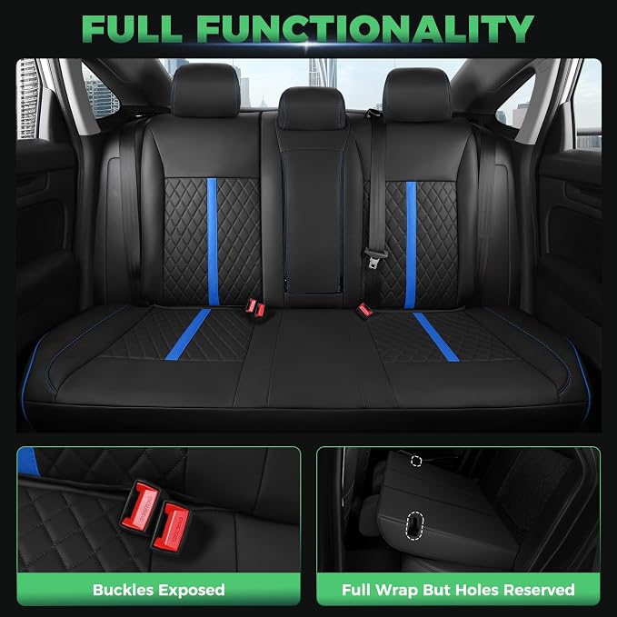 RIDEPOSH Custom Fit Seat Covers for Honda Civic 2022-2026 | Hatchback Sport LX, Faux Leather, 60/40 Split Rear, No Rear Armrest, Waterproof, Airbag Compatible, Full Set, Easy-to-clean - Image 5