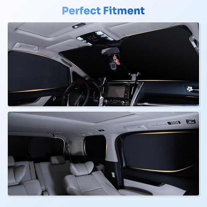 Canvcle Window Shades for 2026 Hyundai Palisade LX3 Accessories Windshield Sun Shade Side Rear Window Covers Sunshade Sun Visor Shield Privacy Protection for Camping Keep Vehicle Cool Black 8PCS - Image 6