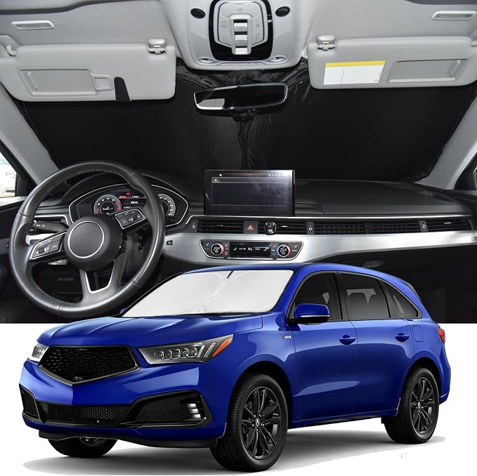 Windshield Sunshade for Acura MDX 2014-2020 Sun Shade Car Windshield | Upgrade 4 Layers Blocks UV Rays Custom Fit MDX 240T Car Window Shades Front Windshield Accessories Keep Cool Foldable by ZOIBVCARSUNSHADE