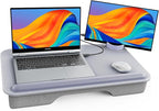 SAIJI Laptop Lap Desk with External Monitor Holder Fits Up to 17" Laptops | Lightweight Lap Tray Table Stand with Soft Leather Wrist Rest, Lap Desk with Cushion for Home Office Working On Couch & Bed by SAIJI