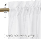 RYB HOME White Semi Sheer Curtains for Small Window 45 inches Long | Light Filtering Privacy, Boho Country Rustic, Kitchen Cafe Bathroom RV Camper, Rod Pocket,White, W34 x L45, 2 Panels - Image 2