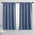 RYB HOME Short Blackout Curtains for Bedroom, Room Darkening, Rod Pocket | Thermal Insulated,Summer Heat Light UV Blocking,Triple-weave Fabric,Nursery Kitchen Bathroom,W42 x L48,Stone Blue,2 Panels by RYBHOME