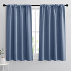 RYB HOME Short Blackout Curtains for Bedroom, Room Darkening, Rod Pocket | Thermal Insulated,Summer Heat Light UV Blocking,Triple-weave Fabric,Nursery Kitchen Bathroom,W42 x L48,Stone Blue,2 Panels by RYBHOME