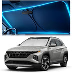Windshield Sun Shade for Hyundai Tucson 2022 2023 2024 2025 2026 – Custom Fit Sun Shield with Mirror Cut‑Out, Blocks Heat & UV, Foldable with Storage Pouch - Hyundai Tucson Windshield Sunshade by Autopect