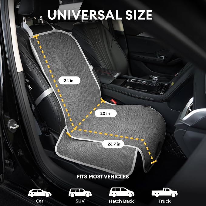 FUNNY FUZZY Dog Car Seat Cover for Front Seat, Dog Seat Cove Waterproof, Scratchproof Non-Slip Car Seat Protector, Universal Fit Most Cars, SUVs, Trucks, Grey - Image 2