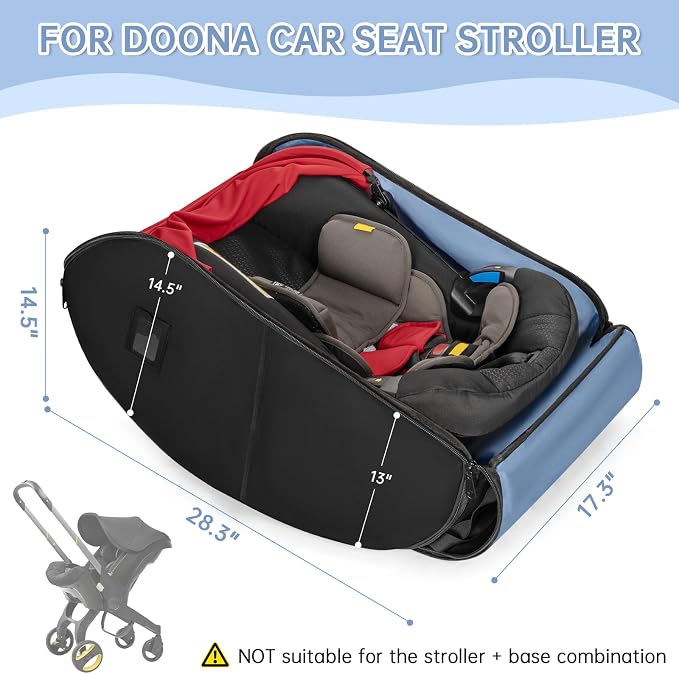 Padded Car Seat Travel Bag Compatible with Doona Car Seat Stroller | Car Seat Travel Bag with Lockable Zipper, Foldable Gate Check Bag for Airplane, Travel for Baby Essentials(Midnight Black) - Image 2