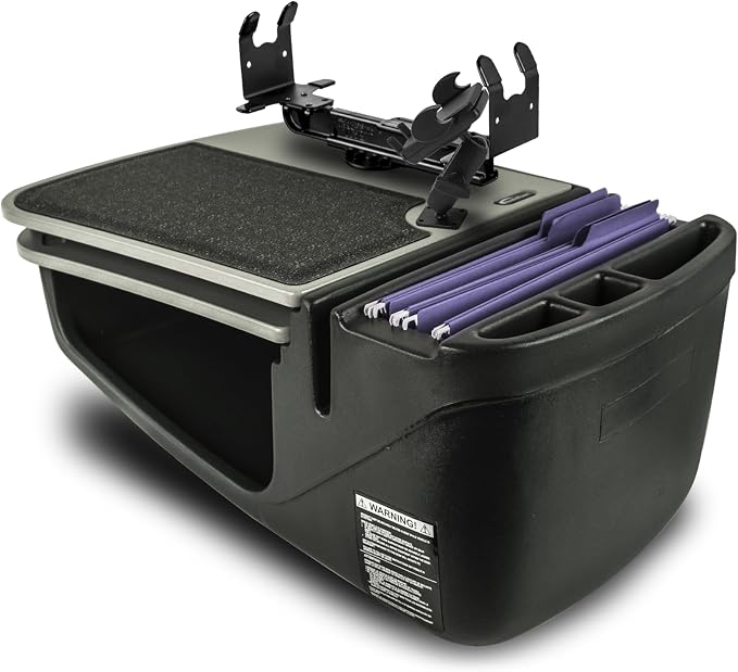 AutoExec AE-GMCD-PM-PS-GT GripMaster Car Desk for Your Vehicle Workstation and Mobile Office, Grey with Phone Mount and Printer Stand by AutoExec