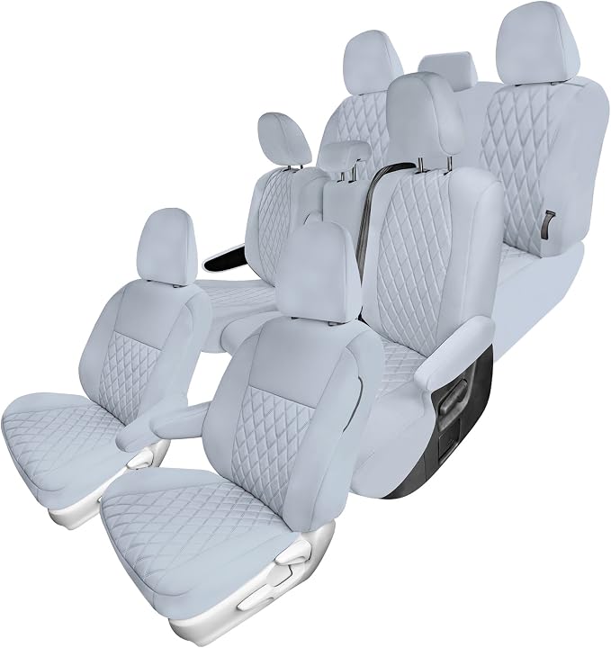 FH Group Custom Fit Car Seat Covers for Toyota Sienna 2011-2020, Car Seat Cover Full Set, 8 Seater Automotive Seat Covers in Solid Gray Neoprene, Waterproof and Washable Seat Covers by FHGroup