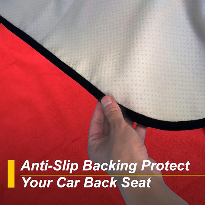 Back Seat Cover for Car Trucks Van SUV Jeep,Waterproof Rear Bench Towel Seat Covers for Dogs and Kids,Automotive Backseat Protector (Red) - Image 5
