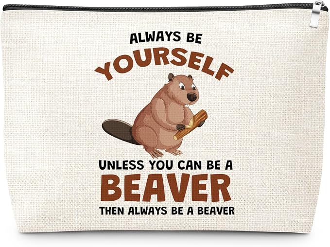 Gifts for Beaver Lovers Makeup Bag Beavers Theme Gift for Animal Lovers Holiday Appreciation Gifts for Women Travel Pouch Christmas Birthday Gift for Beaver Fans Women Friends Cosmetic Bag with Zipper by Gfhzdmf