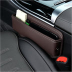 Ziciner Car Seat Gap Organizer, Premium Leather Auto Seat Storage Box, Vehicle Adjustable Front Seat Gap Filler, Car Seat Side Pocket Organizer for Phones, Glasses, Keys, Money, Cards (Coffee) by Ziciner