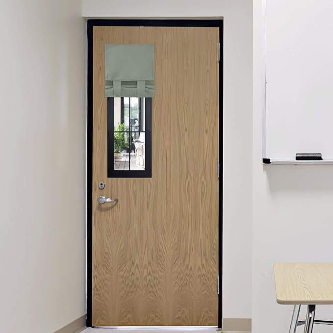 RYB HOME Classroom Door Window Cover Lockdown Shades Blackout, No Drill | Privacy Sidelight Glass Door School Office Blinds, Room Darkening Blocks Views, Portable Curtains, W12 x L30, Sage Green by RYBHOME