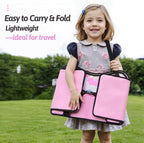 Kids Travel Tray for Car, Girl's Safety Seat Table | Weight-Relief Strap, Non-Skid Silicone Base, Waterproof Dining/Craft Mat, Carseat/Airplane Lap Desk - Image 7