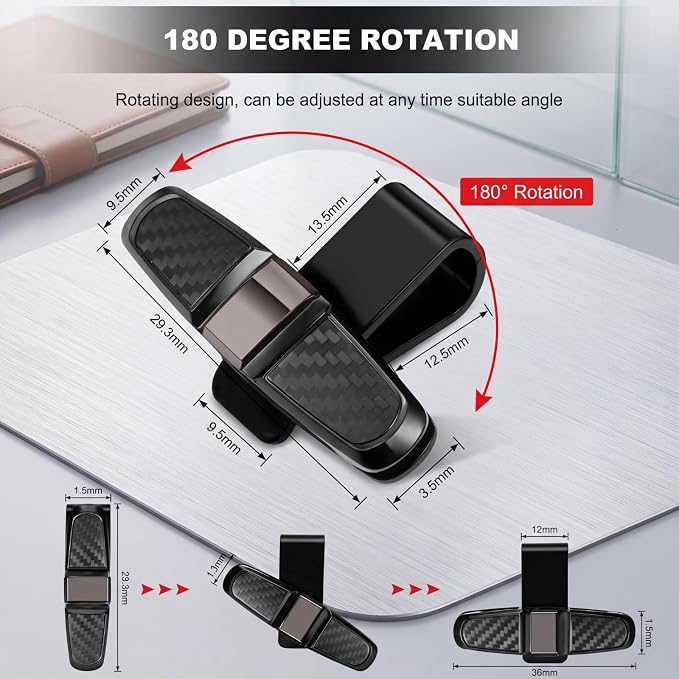 Boao 4 Pack Sunglasses Holder Car Visor Clip,Black | Double-ended Design for Glasses and Tickets, 180 Degree Rotational Mount, Fits Sun Visors, Keeps Eyewear Accessible - Image 4