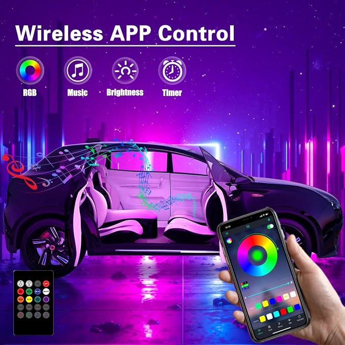 Interior Car Lights APP/Remote Control, 5 in 1 RGB USB Ambient Lighting Kit | 16 Million Colors & 29 Preset Modes, With 236 inches Fiber Optic, Music Mode Car Inside Lighting Accessories - Image 5
