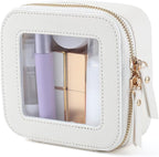 Small Clear Makeup Bag Travel Cosmetic Case, Portable Make Up Organizer Traveling Compact Car Bag for Essentials Transparent Toiletry Bag with Zipper by FASAOH