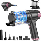 KMM Handheld Car Vacuum Cleaner, Hand Held Car Vacuum & Air Duster | 16000PA Strong Suction, 120W High Power, Cordless, Portable, Rechargeable, Multi-Nozzles & LED Light, For Home, Car, Office by KMM