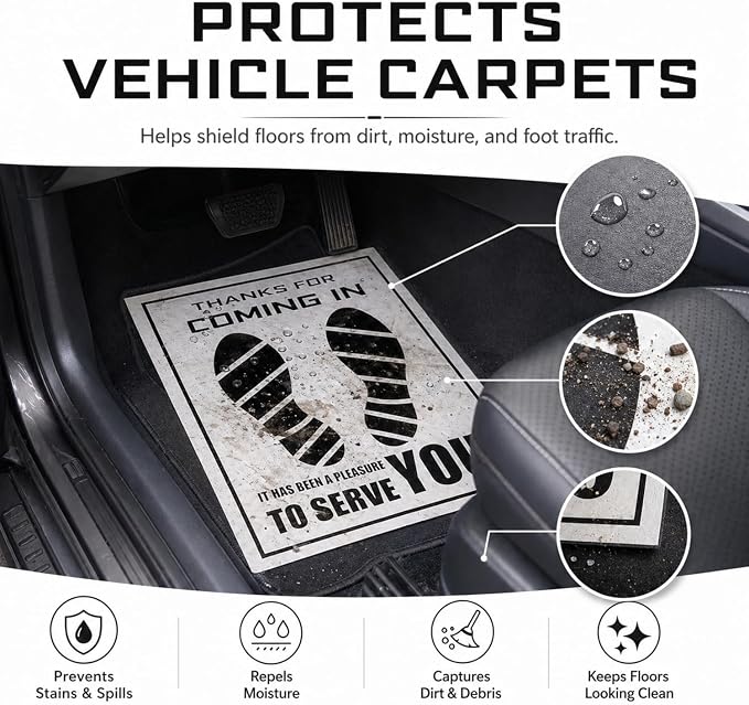 Frienda 500 Pcs Waterproof Paper Car Floor Mats Disposable Floor Pads Covered Plastic Film Automotive Foot Mat for Vehicle Supplies(White,20 x 15 Inch) - Image 3