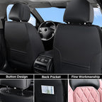 Coverado Leather Seat Covers, Car Seat Covers Full Set, Waterproof Faux Leather Pink & Black Seat Covers, Car Seat Protectors 5 Seats, Automotive Seat Covers Universal Fit for Most Cars SUV Trucks - Image 2