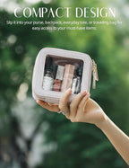 Clear Makeup Bag Travel Cosmetic Case Transparent Toiletry Bag with Zipper, Portable Make Up Organizer Traveling Compact Car Bag for Essentials, Light Pink, Mini - Image 3