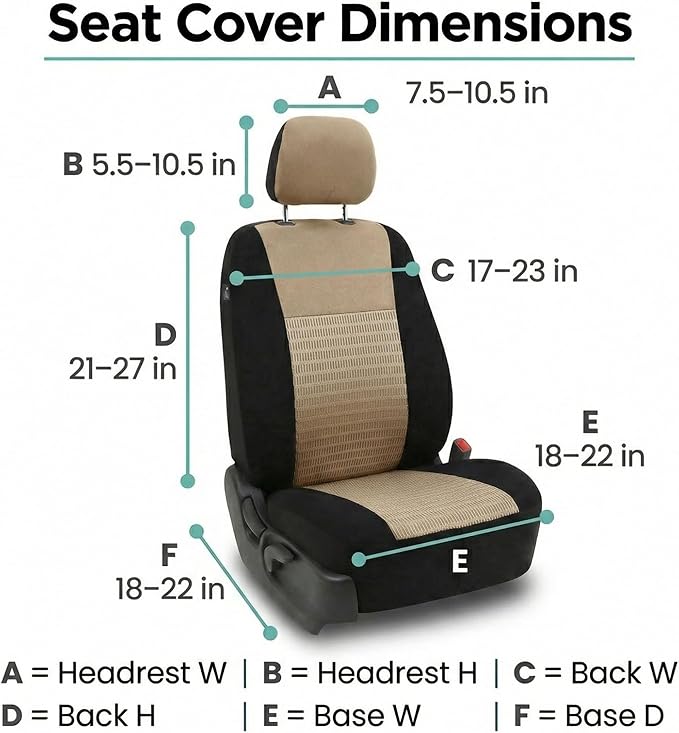 FH Group Universal Car Seat Covers Front Set for SUV Truck Sedan Vans | 3D Textured Breathable Fabric Seat Cover Set Protector with Airbag Compatible Interior Upgrade - Beige - Image 8