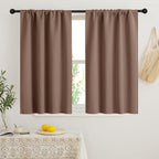 RYB HOME Short Blackout Curtains for Bedroom, Room Darkening Insulated | Rod Pocket, Summer Heat Light UV Blocking, Energy Saving, Drapes for Nursery, W34 x L45, Mocha, 2 Panels by RYBHOME