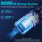 KMM Handheld Car Vacuum Cleaner, Hand Held Vacuum Cleaner and Air Duster | 9000PA Strong Suction, Cordless, 120W High Power, Multi-Nozzles & LED Light, for Home, Car, Office, Pet - Image 3