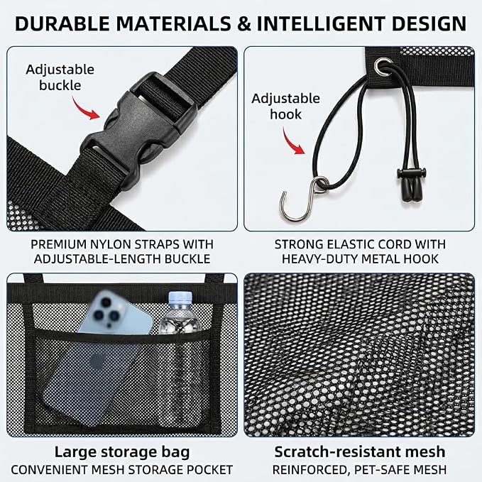 Adjustable Dog Car Barrier for SUV Truck, Heavy Duty Pet Net Backseat Divider, Universal Mesh Back Seat Gate, Safety Accessories, Easy Install - Image 2