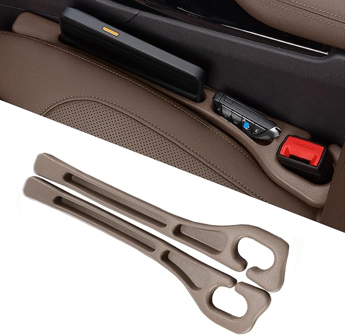 Car Seat Gap Filler Organizer of 2, 2 in 1 Car Gap Filler(Brown) | Universal Gap Filler with Storage Pockets, No Drop Seat Guard for Phones Keys Cards,Car Accessories for Most Cars Trucks SUVs by FortiyParts