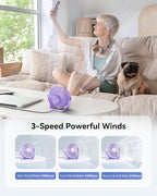 Edvision USB Desk Fan, 5 Inch Small Portable, 3 Speeds Powerful Wind Mini Personal Desktop Fan 360° Rotation Adjustable, Plug In USB Fan Quiet for Table Home Office Travel Car(Purple) - Image 4