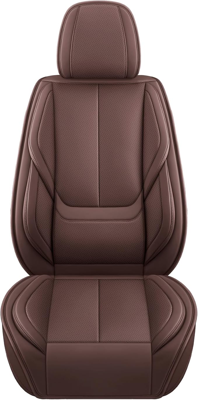 MINGBRON Seat Covers, Car Seat Covers Front Seats, Car Seat Cover, Car Seat Protector Waterproof, Car Seat Cushion Nappa Leather, Brwon Seat Covers Carseat Cover Universal Fit for Most Cars - Image 4
