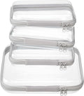 4 pcs Clear Zipper Pouches,Hard Shell Zipper Case, Toiletry Bag for Travel | CLear Diaper Bag, Toiletry Pouch, Travel Organizer, Cosmetic Bag,Toy Storage Bins (M+3S) (Gray) by WELPIRT