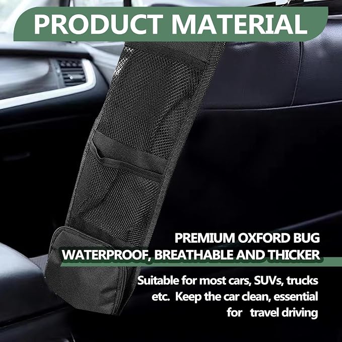 KEVWR 2 PCS Car Seat Side Organizer, Multifunctional Stuff Holder with Mesh Net Pocket, Auto Seat Storage Hanging Bag For Cars, SUVs, Trucks. Can Hold Mobile Phone, Wallet, Glasses (Black) - Image 4