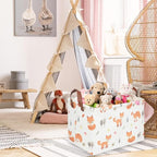 Rectangle Fox Basket,Collapsible canvas waterproof storage basket,Toy Organizer,Laundry Baskets for Kid Rooms,Baby Room decor,Toy Baskets,Woodland Nursery Decor(Fox) - Image 5