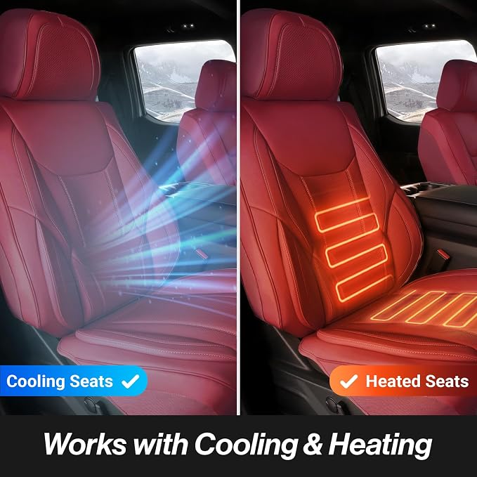 Coverland Custom SUV Car Seat Covers for 2006-2014 Subaru Tribeca | Premium Waterproof Faux Leather Non-Slip Memory Foam Airbag Compatible Custom Fit Interior Protector [Front Seat-Wine Red] - Image 5