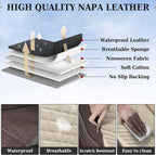 Coverado Leather Car Seat Covers Full Set, 5 Seats Waterproof Seat Covers for Cars Front and Rear Seat Cushions Protectors Universal Fit Most Vehicles (Bronw&Beige) - Image 4
