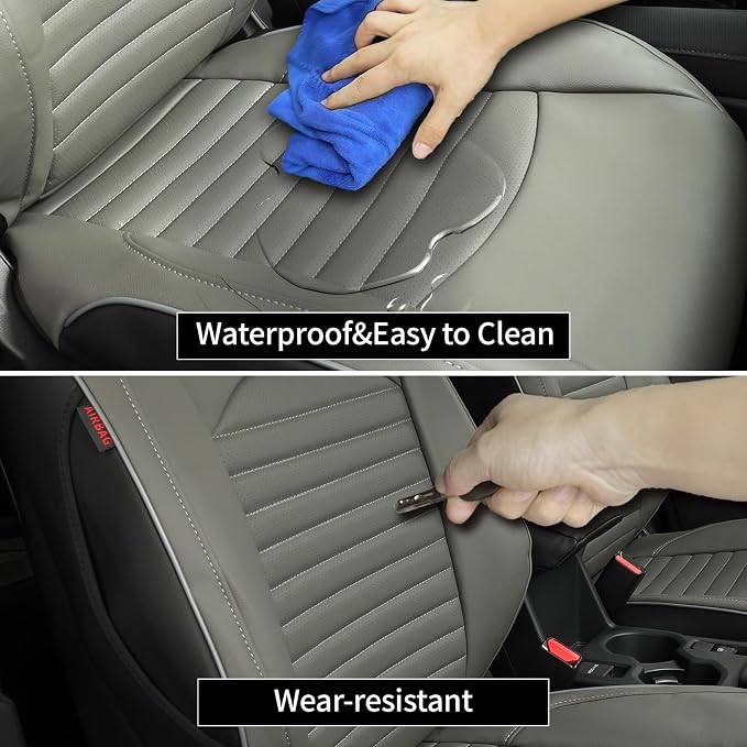 EKR Car Seat Covers for Subaru Forester 2019-2024(NO Base),Full Set | Custom Fit for Subaru Forester 2019-2024 (Not for Base)Full Coverage,Waterproof,Faux Leather(Black/Gray) - Image 4