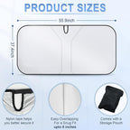 SINGARO 300T Universal Car Windshield Sun Shade, Foldable Reflective for Windshield & Window Shades with Overlapping Design, Car Interior Accessories (55.9" L x 37.4" W) - Image 2