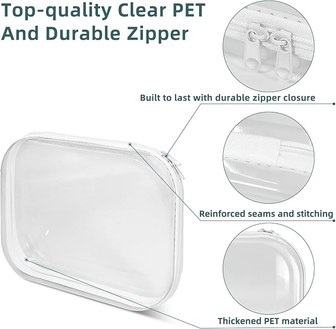 Clear Hard Shell Zipper Cases(3 Packs), Plastic Hard Sided Zippers Pouches Clear Hardshell Pencil Case For Storage, Diaper Bag Organizer Bliss Bins 2*Small/1*Medium - Image 8