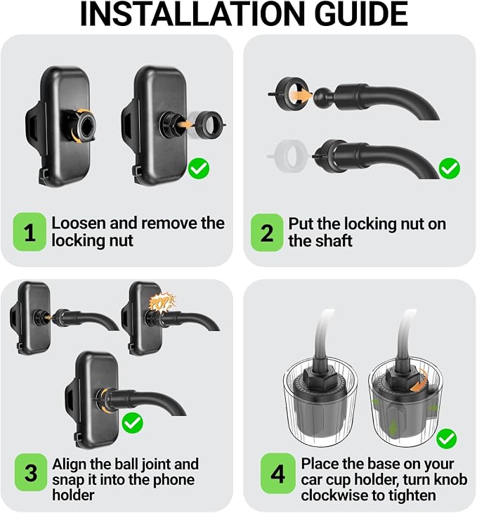 Cup Holder Phone Mount 15 Inch Adjustable Gooseneck Arm for Car | Adjustable long arm and stable cup holder base keep your phone secure, easy to reach, and clear to view while driving - Image 9