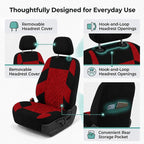 FH Group Car Seat Covers Full Set Premium Cloth - Universal Fit,Automotive Seat Cover,Low Back Front Seat Covers,Airbag Compatible,Split Bench Rear Seat,Washable Seat Cover for SUV,Sedan Red - Image 5